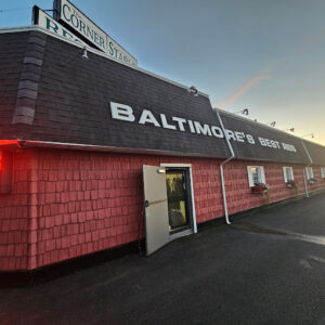 The storefront of The Corner Stable, a restaurant in Cockeysville, MD.