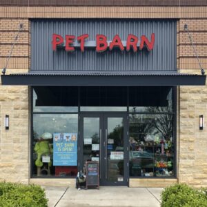 The storefront of Pet Barn, a pet supply store in Annapolis and Fulton, Maryland.