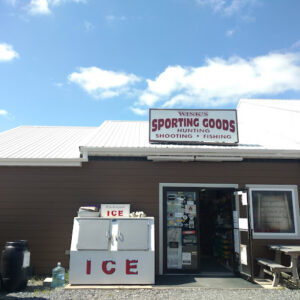 The storefront of Wink's Sporting Goods, a hunting store in Maryland.