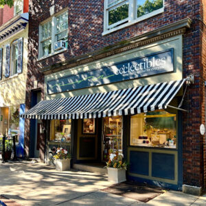 The storefront of Ec'clectibles, a local gift shop in Frederick, MD.